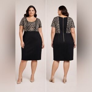 Leopard Print and Black Dress